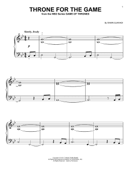 page one of Throne For The Game (from Game of Thrones) (Easy Piano)