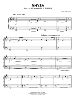 page one of Mhysa (from Game of Thrones) (Easy Piano)