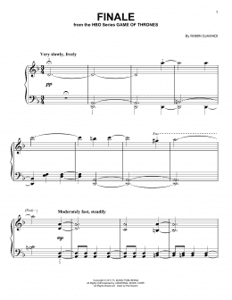 page one of Finale (from Game of Thrones) (Easy Piano)