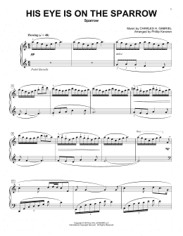 page one of His Eye Is On The Sparrow [Classical version] (arr. Phillip Keveren) (Piano Solo)