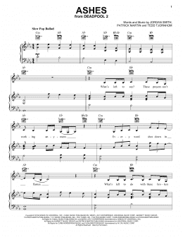page one of Ashes (Piano, Vocal & Guitar Chords (Right-Hand Melody))