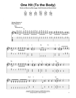 page one of One Hit (To The Body) (Easy Guitar Tab)