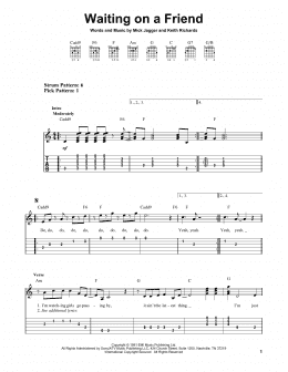 page one of Waiting On A Friend (Easy Guitar Tab)