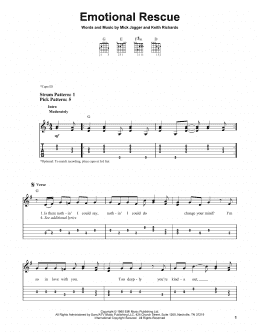 page one of Emotional Rescue (Easy Guitar Tab)