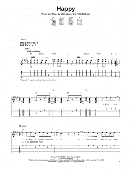 page one of Happy (Easy Guitar Tab)