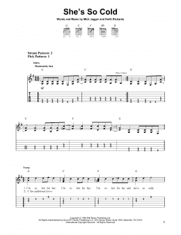 page one of She's So Cold (Easy Guitar Tab)