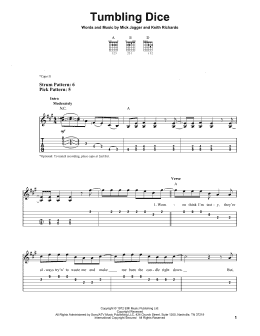 page one of Tumbling Dice (Easy Guitar Tab)
