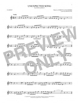 page one of Unexpected Song (from Song & Dance) (Clarinet Solo)