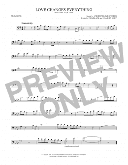page one of Love Changes Everything (from Aspects Of Love) (Trombone Solo)