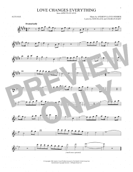 page one of Love Changes Everything (from Aspects of Love) (Alto Sax Solo)