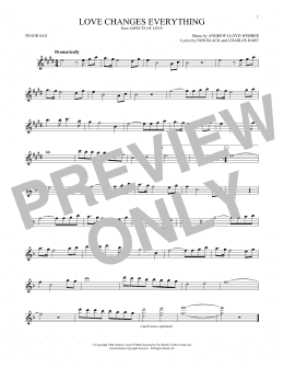 page one of Love Changes Everything (from Aspects of Love) (Tenor Sax Solo)