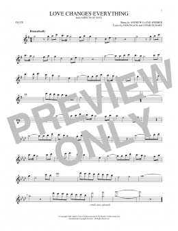 page one of Love Changes Everything (from Aspects Of Love) (Flute Solo)