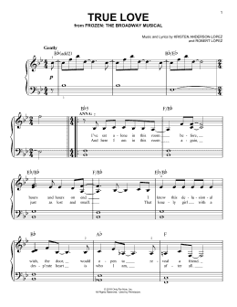 page one of True Love (from Frozen: The Broadway Musical) (Easy Piano)