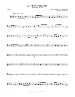 page one of Love Never Dies (Viola Solo)