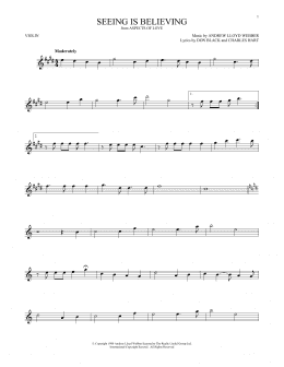page one of Seeing Is Believing (from Aspects of Love) (Violin Solo)