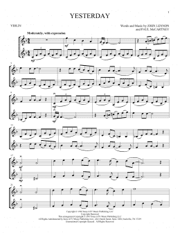 page one of Yesterday (Violin Duet)