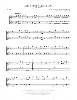 page one of Can't Stop The Feeling (Flute Duet)