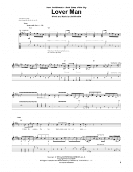 page one of Lover Man (Guitar Tab)