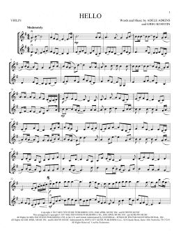 page one of Hello (Violin Duet)