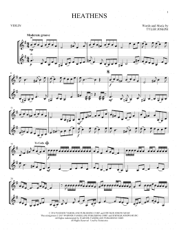 page one of Heathens (Violin Duet)
