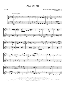 page one of All Of Me (Violin Duet)