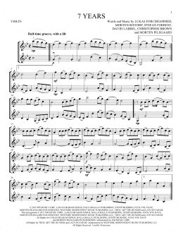 page one of 7 Years (Violin Duet)