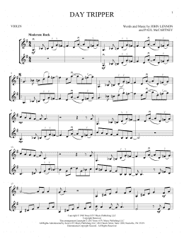 page one of Day Tripper (Violin Duet)