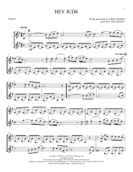 page one of Hey Jude (Violin Duet)