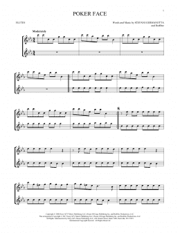 page one of Poker Face (Flute Duet)