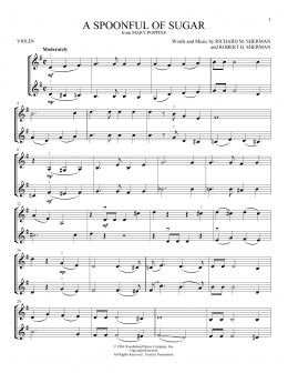 page one of A Spoonful Of Sugar (from Mary Poppins) (Violin Duet)
