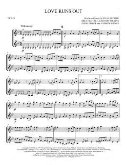 page one of Love Runs Out (Violin Duet)