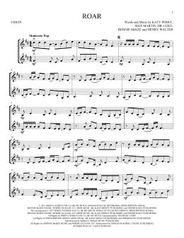 page one of Roar (Violin Duet)
