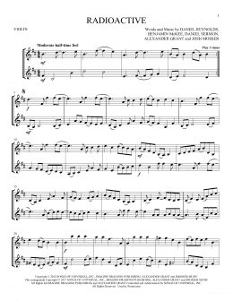 page one of Radioactive (Violin Duet)