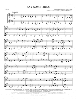 page one of Say Something (Violin Duet)