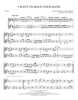 page one of I Want To Hold Your Hand (Violin Duet)