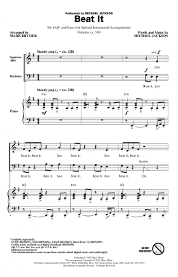 page one of Beat It (SAB Choir)
