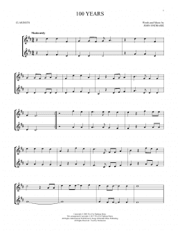 page one of 100 Years (Clarinet Duet)