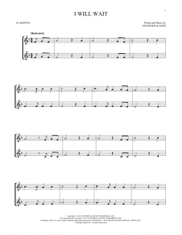 page one of I Will Wait (Clarinet Duet)