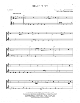 page one of Shake It Off (Clarinet Duet)