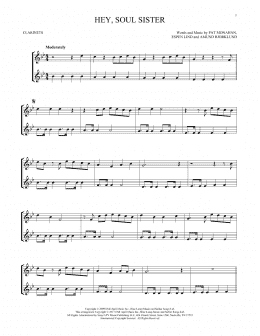 page one of Hey, Soul Sister (Clarinet Duet)