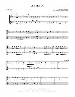 page one of Let Her Go (Clarinet Duet)