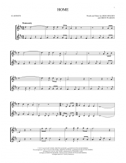 page one of Home (Clarinet Duet)