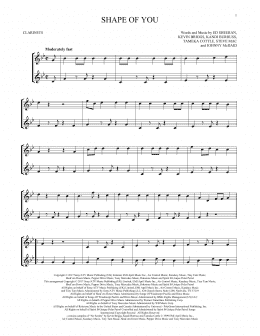 page one of Shape Of You (Clarinet Duet)