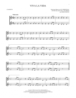 page one of Viva La Vida (Clarinet Duet)