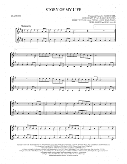 page one of Story Of My Life (Clarinet Duet)