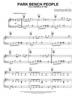 page one of Park Bench People (from A Wrinkle In Time) (Piano, Vocal & Guitar Chords (Right-Hand Melody))