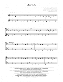 page one of Grenade (Violin Duet)