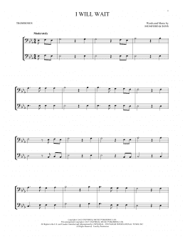 page one of I Will Wait (Trombone Duet)