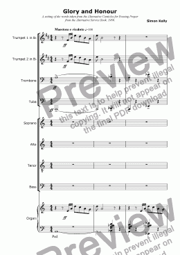 page one of Glory and Honour (SATB/Brass)