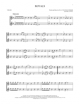 page one of Royals (Violin Duet)